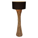 QUINTON teak root floor lamp with black shade, front view