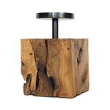 Frida teak root candle holder, square, side view