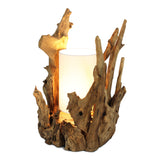 BION teak root table lamp, side view