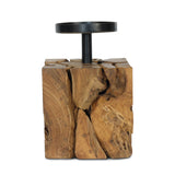Frida teak root candle holder, square, top view