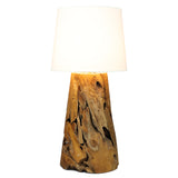 XILON pyramid teak root table lamp, grain close-up