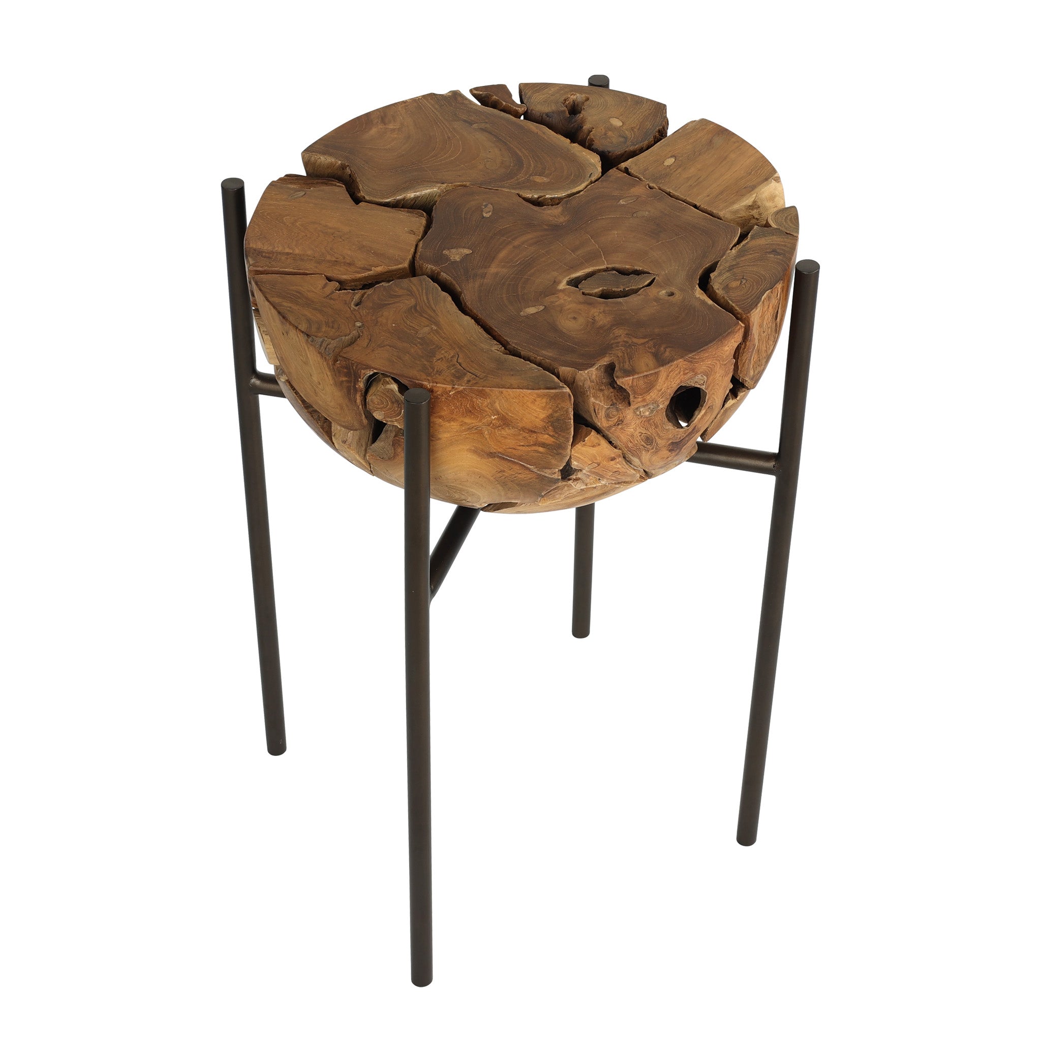 XILON teak root side table, side view