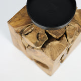 Frida teak root candle holder, square, angle view