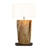 FAVO teak root table lamp, angle view