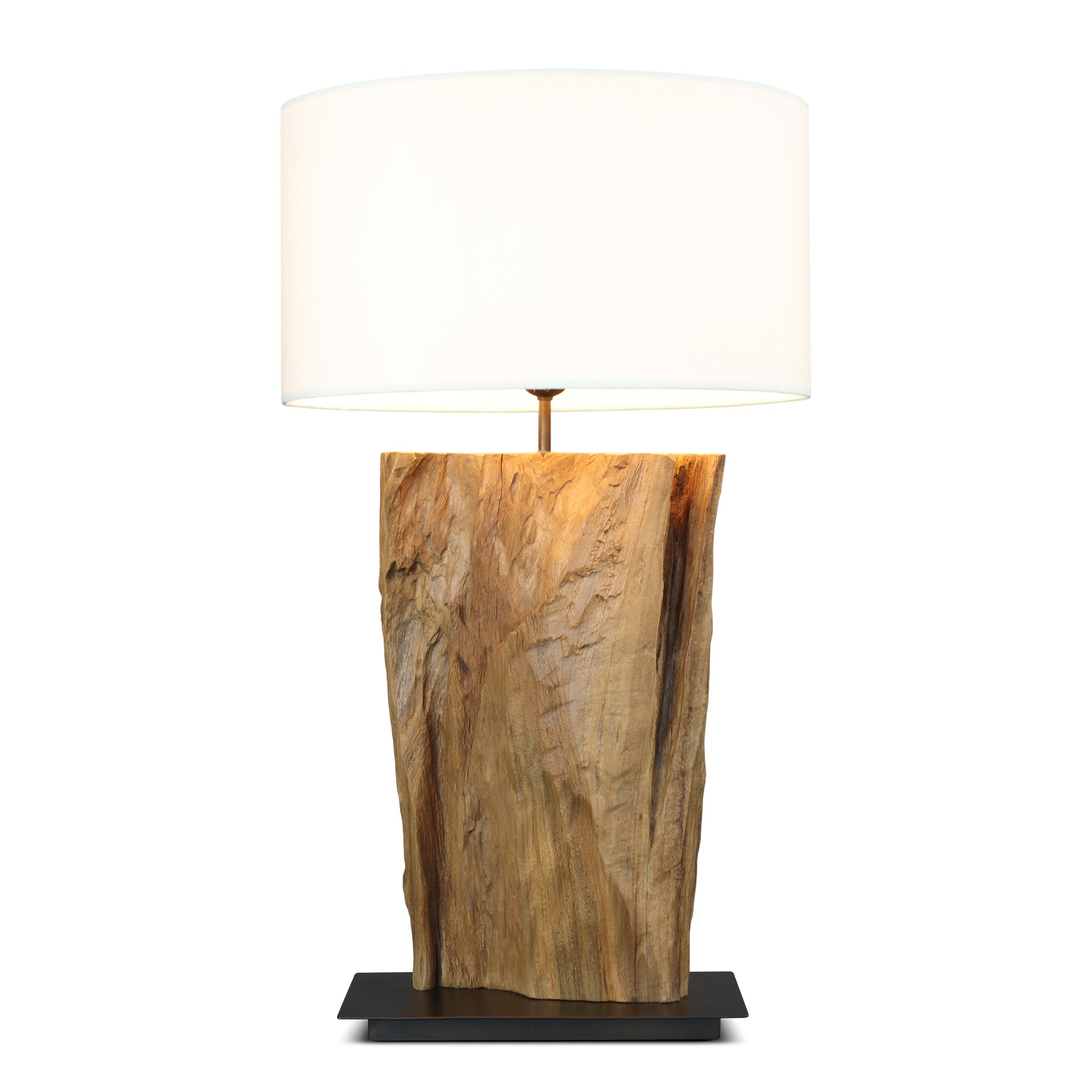 FAVO teak root table lamp, angle view