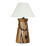 OXXY teak root table lamp, close-up of grain