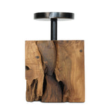 Frida teak root candle holder, square, with candle