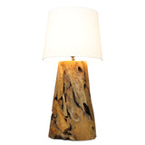 XILON pyramid teak root table lamp, angle view