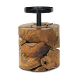 Frida teak root candle holder, round, angle view