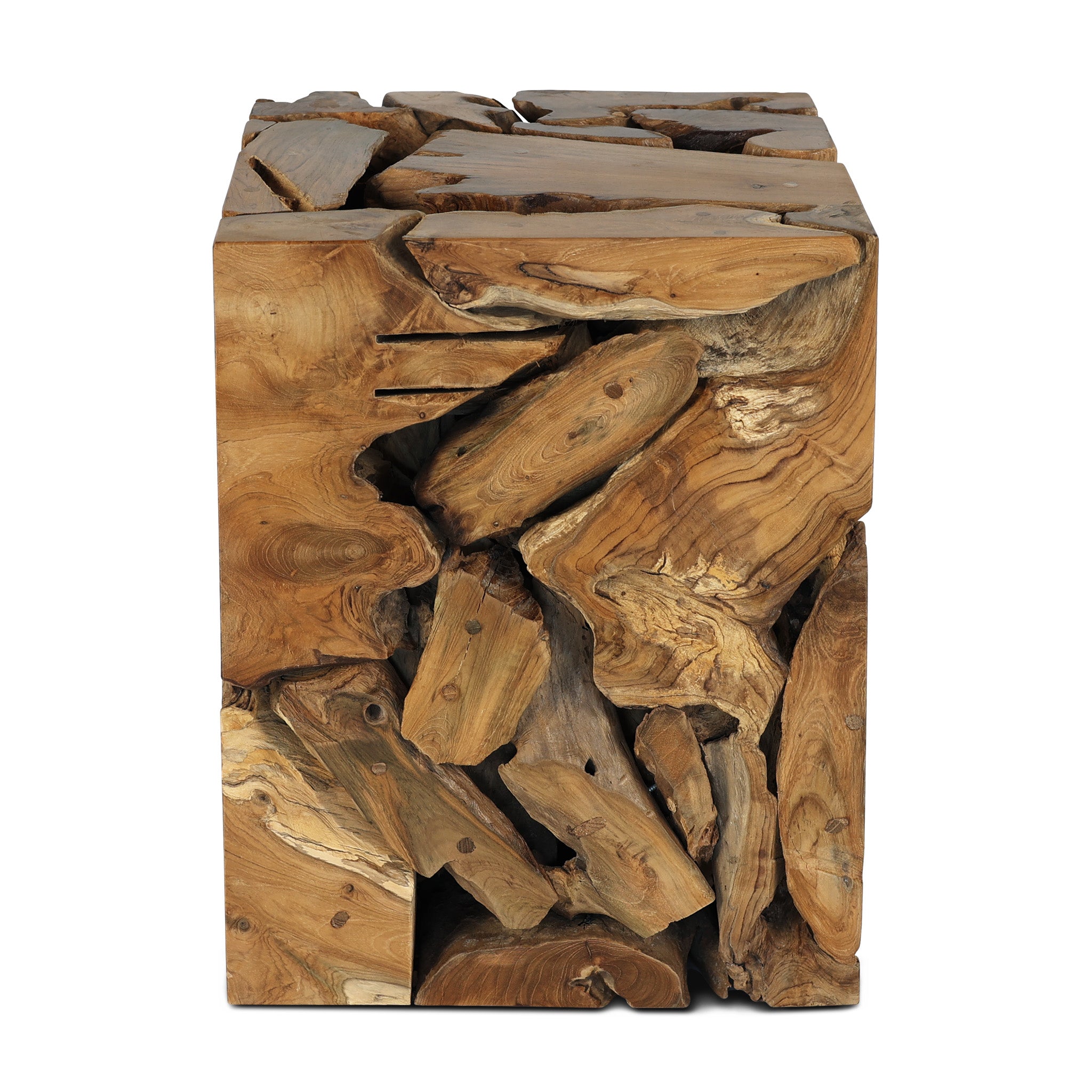 XILON teak root pedestal H45, angle view
