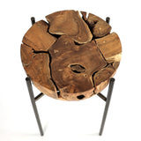 XILON teak root side table, top grain close-up