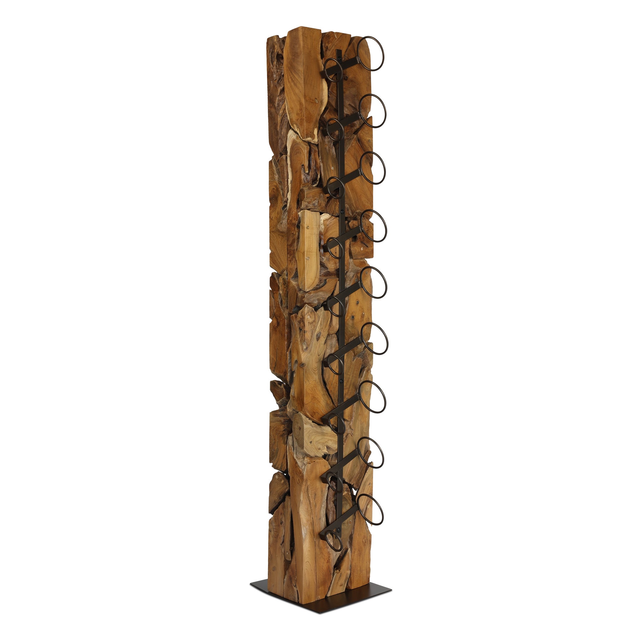 XILON teak root bottle stand, front view