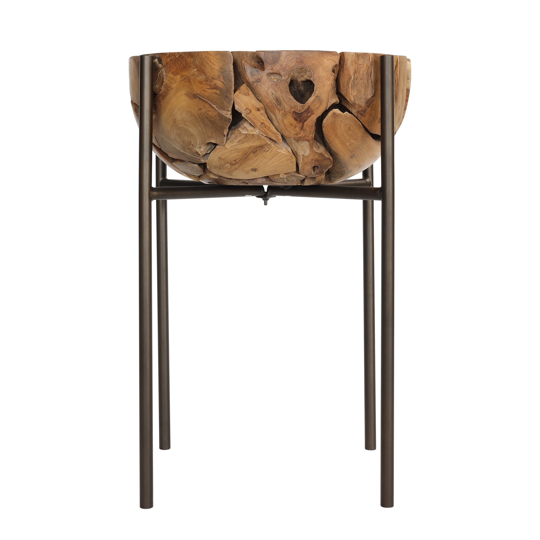XILON teak root side table, angle view