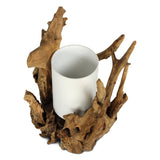 BION teak root table lamp, rear view