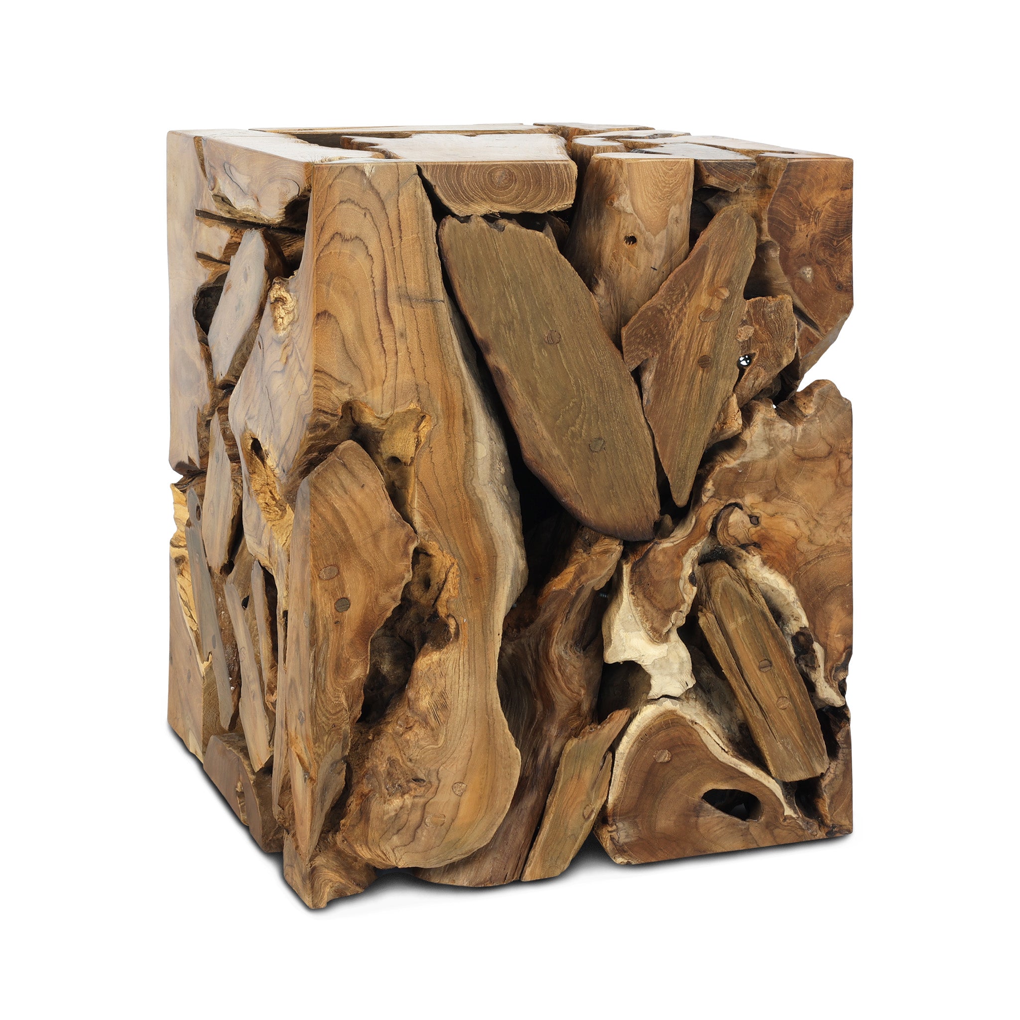 XILON teak root pedestal, square, H45, front view