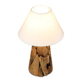 OXXY teak root table lamp, rear view