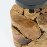 Frida teak root candle holder, round, with candle