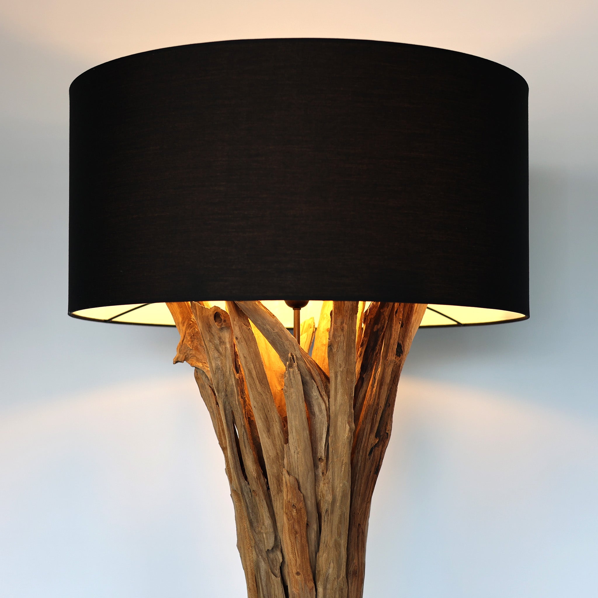 QUINTON floor lamp with black shade, angle view