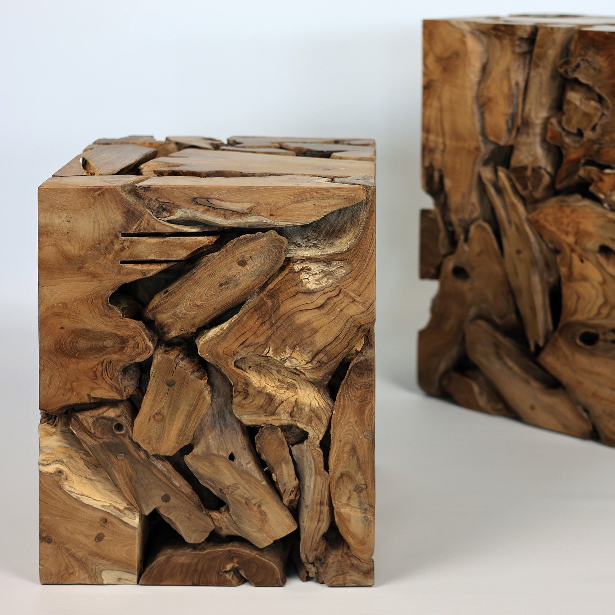 XILON teak-root pedestals, two sizes